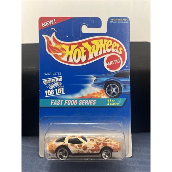 Hot Wheels 1996 Fast Food Series #416 Pizza Vette White - Picture 1 of 5